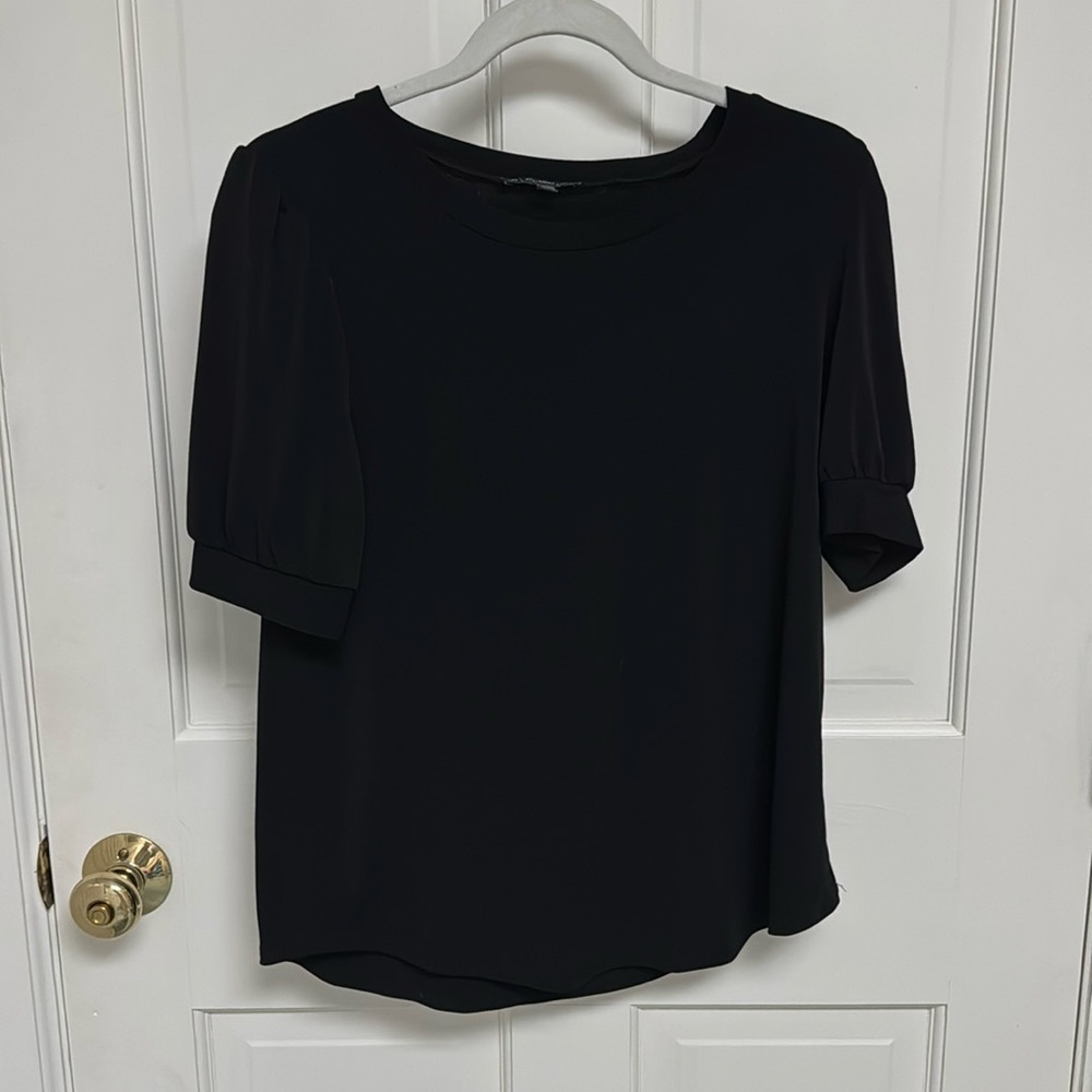 Adrianna Papell Short Sleeve Black Blouse